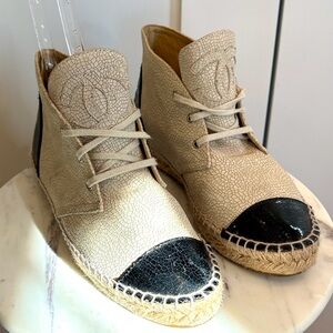 Chanel Calfskin High Top Espadrille Sneakers  Size 39